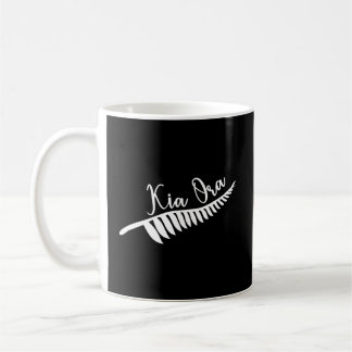 Maori Kia Ora Silver Fern Tribal Tatto New Zealan Kaffemugg