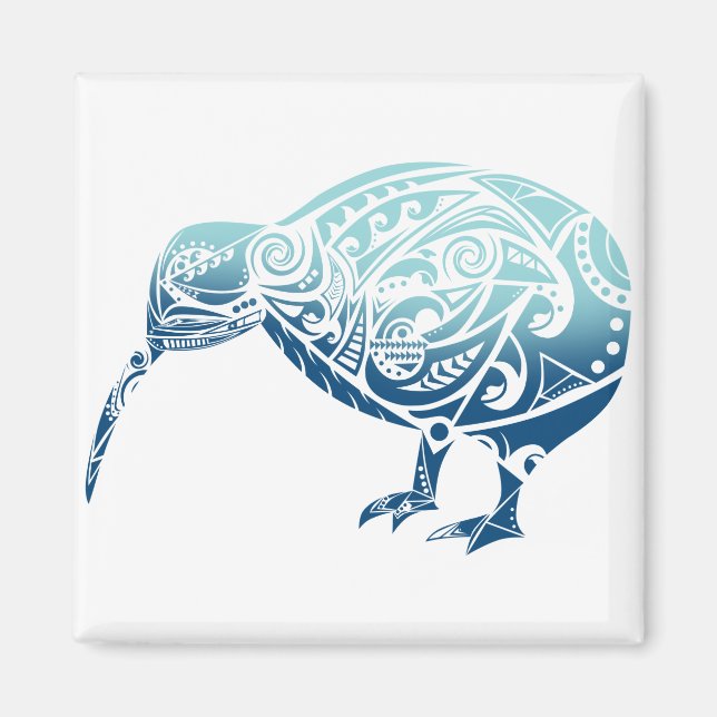 Maori Kiwi Bird Blue - Gift Idea Magnet (Framsidan)