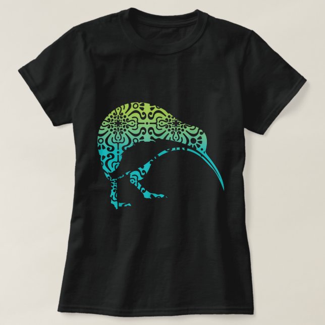 Maori Kiwi Tribal Aboriginal New Zealand Bird Art T Shirt (Design framsida)