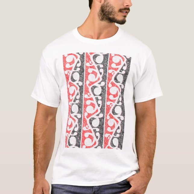 Maori Kowhaiwhai Distress Mönster Tee (Framsida)