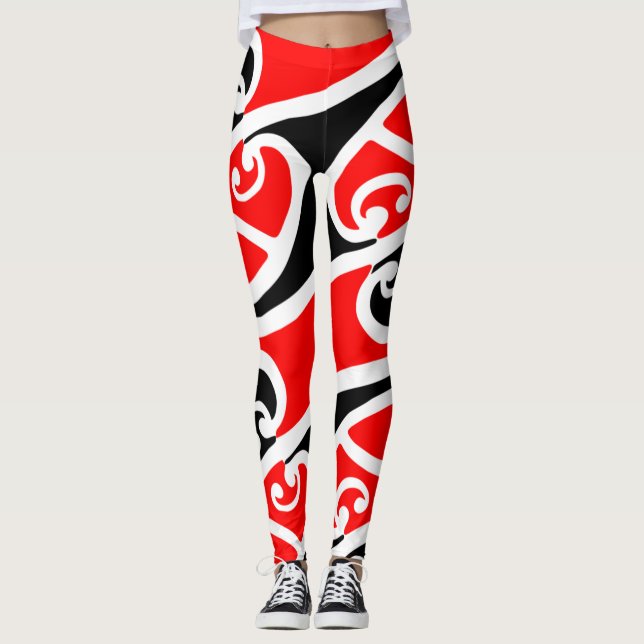 Maori Kowhaiwhai mönster 2 Leggings (Framsida)