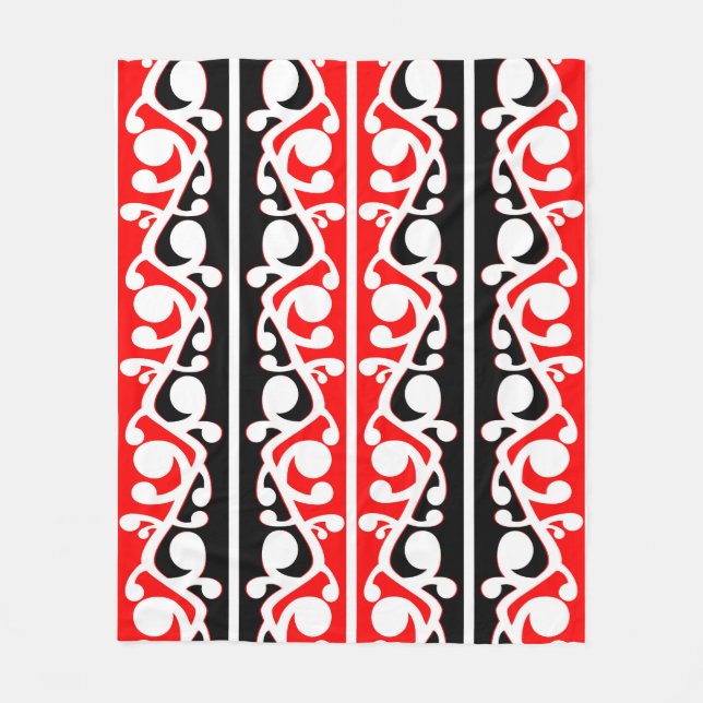 Maori Kowhaiwhai Traditional Mönster Fleecefilt (Framsidan)
