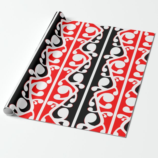 Maori Kowhaiwhai Traditional Mönster Presentpapper (Utrullad)