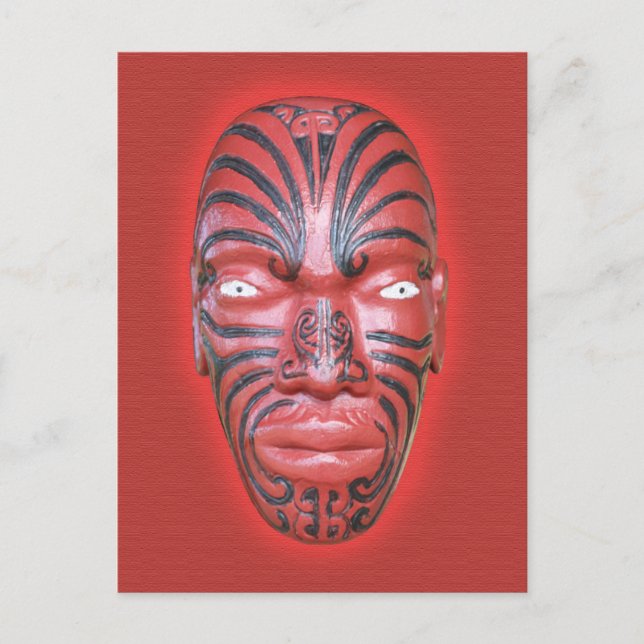 Maori Krig Canoe Figurehead - vykort (Framsida)