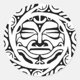 Maori maskera runt klistermärke