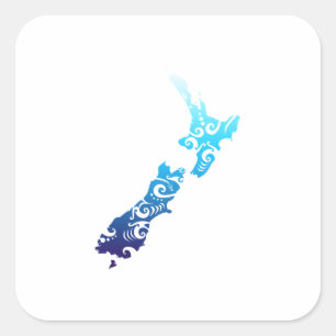 Maori New Zealand Karta Tribal Tattoo Gift Idea Fyrkantigt Klistermärke