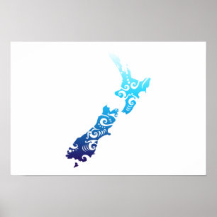 Maori New Zealand Karta Tribal Tattoo Gift Idea Poster