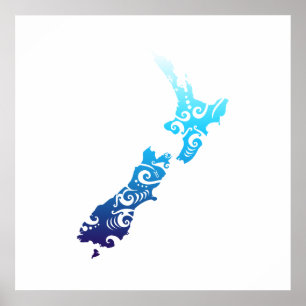 Maori New Zealand Karta Tribal Tattoo Gift Idea Poster