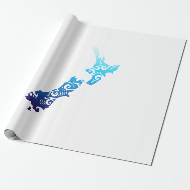 Maori New Zealand Karta Tribal Tattoo Gift Idea Presentpapper (Utrullad)