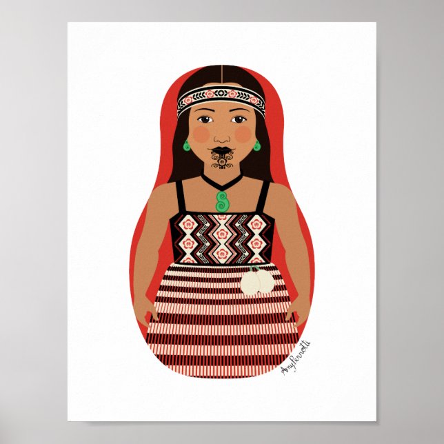 Māori, New Zealander Matryoshka Poster (Framsidan)