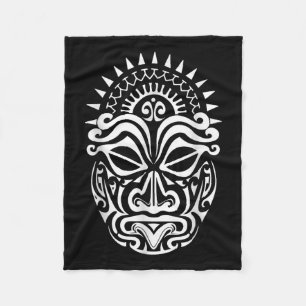Maori Polynesian Tatto Haka Dance Ansikte Mask Hea Fleecefilt