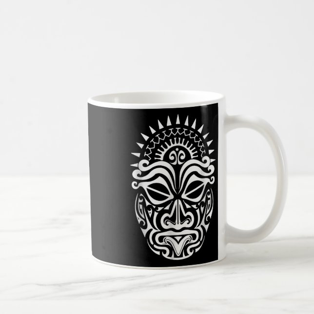 Maori Polynesian Tatto Haka Dance Ansikte Mask Hea Kaffemugg (Höger)