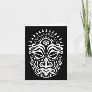 Maori Polynesian Tatto Haka Dance Ansikte Mask Hea Kort