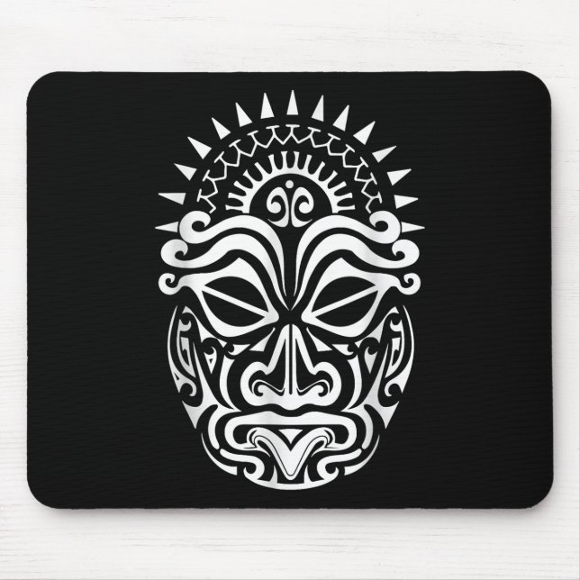Maori Polynesian Tatto Haka Dance Ansikte Mask Hea Musmatta (Framsidan)