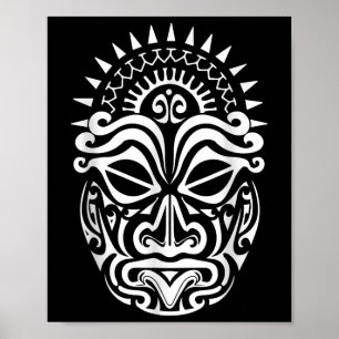 Maori Polynesian Tatto Haka Dance Ansikte Mask Hea Poster
