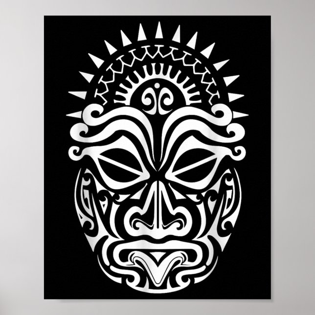 Maori Polynesian Tatto Haka Dance Ansikte Mask Hea Poster (Framsidan)