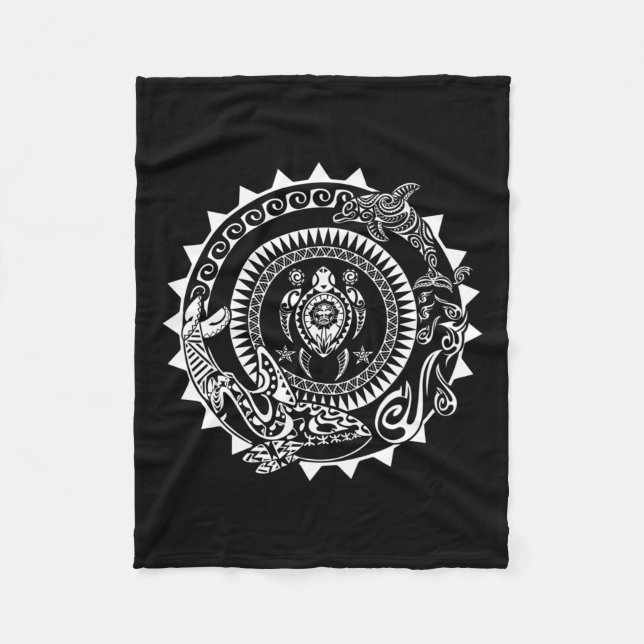 Maori Polynesian Tattoo Orca Dolphin Turtle Scuba Fleecefilt (Framsidan)