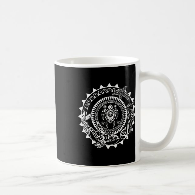 Maori Polynesian Tattoo Orca Dolphin Turtle Scuba Kaffemugg (Höger)