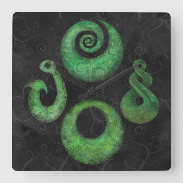 Maori symboler fyrkantig klocka (Framsida)