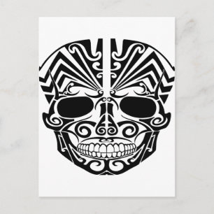 Maori Tattoo Mask Skull Vykort