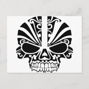 Maori Tattoo Mask Skull Vykort