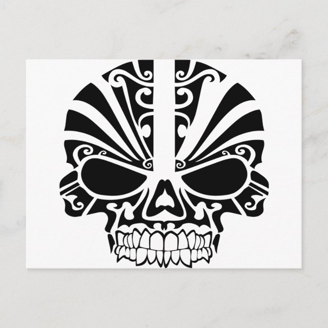 Maori Tattoo Mask Skull Vykort (Framsida)