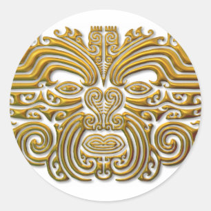 Maori tatuering - guld runt klistermärke