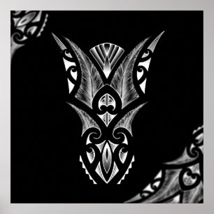 Maori tatueringkonstverk med korudesign poster