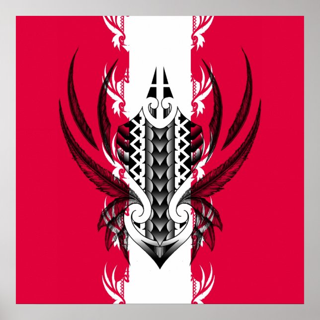 Maori-teckning med tatueringar poster (Framsidan)