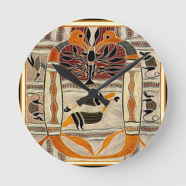 Maori Tribal Animal Spirits Rund Klocka (Framsida)