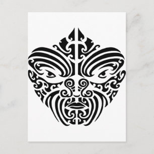 Maori Tribal Tattoo Mask Vykort