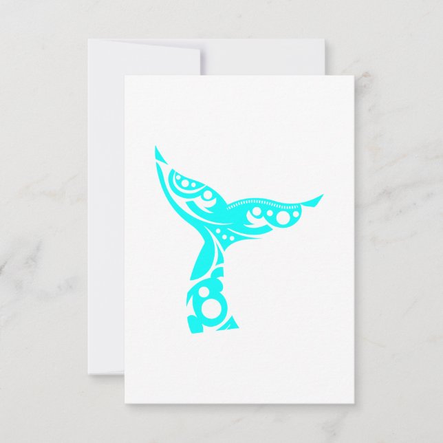 Maori Whale Svan Tribal Tattoo Turquise Gift Idea OSA Kort (Framsida)