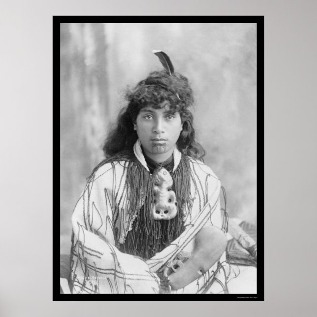 Maori Woman från Rotorua Nya Zeeland 1895 Poster (Framsidan)