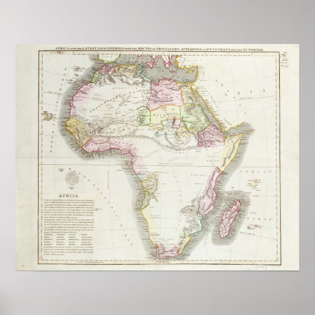 Map of Africa, 1821 Poster (Framsidan)