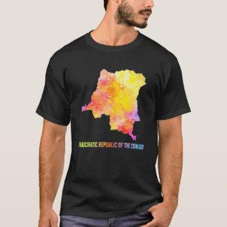 Map Of Congo, DR Congo Colorful Map. Watercolor Il T Shirt