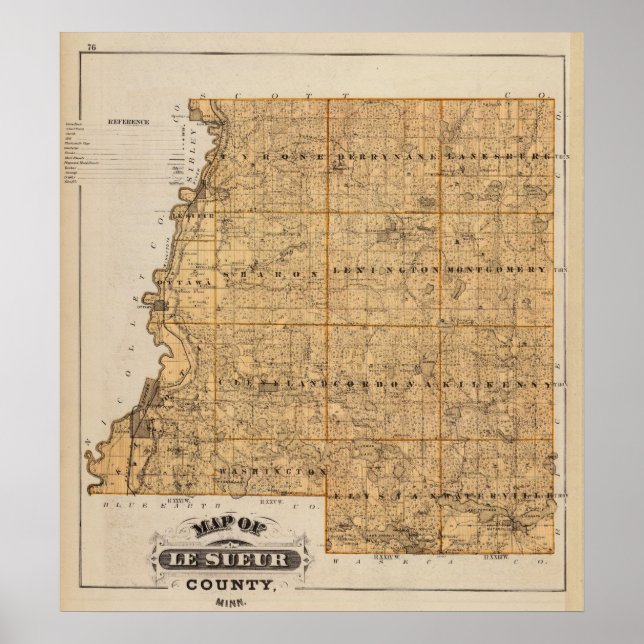 Map of Le Sueur County, Minnesota Poster (Framsidan)