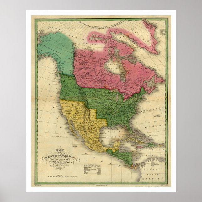 Map of North America by D.H. Vance 1826 Poster (Framsidan)