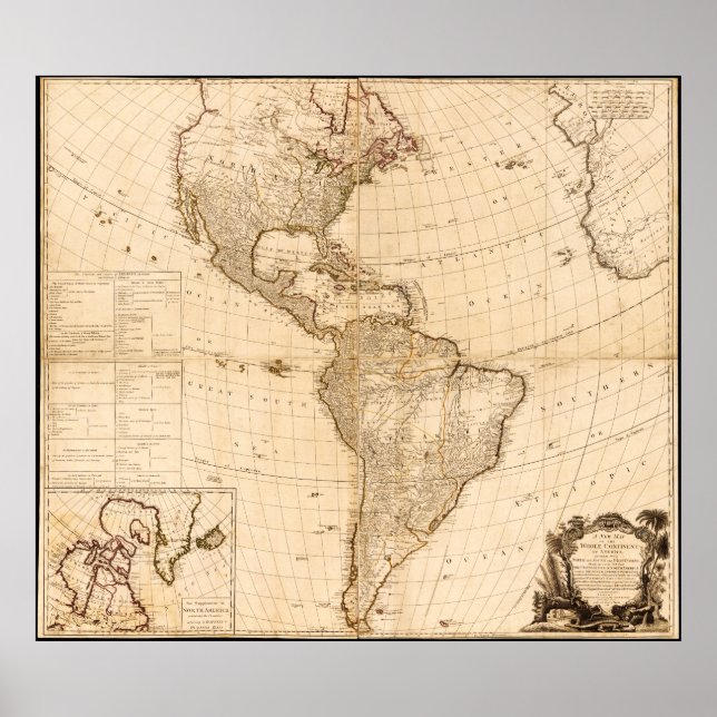 Map of North & South America (1786) Poster (Framsidan)