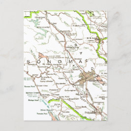 Map of Sonoma County CA Postcard Vykort