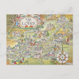 Map of the Loire Valley of France Postcard Vykort