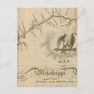 Map of the Mississippi River Vykort