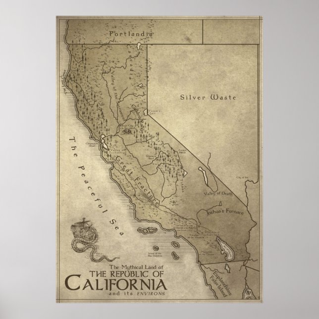 Map of the Mythical Land of California Poster (Framsidan)