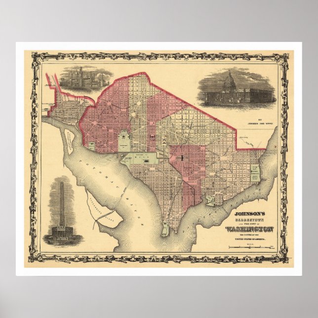 Map of Washington DC and Georgetown 1862 Poster (Framsidan)