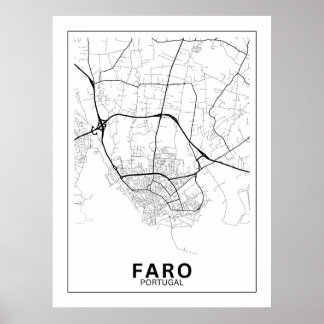 Mapa Da Cidade Faro Estilo Linha Clássico Poster