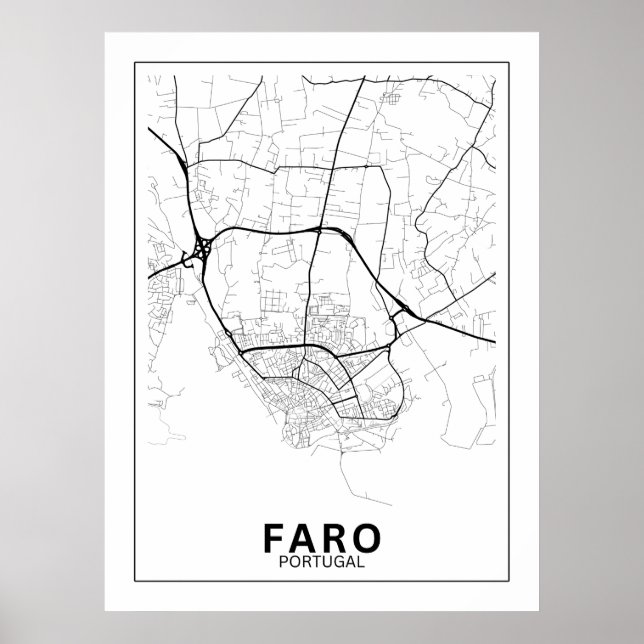 Mapa Da Cidade Faro Estilo Linha Clássico Poster (Framsidan)