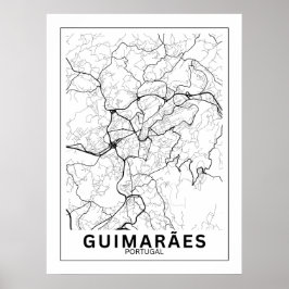 Mapa Da Cidade Guimarães Estilo Linha Clássico Poster
