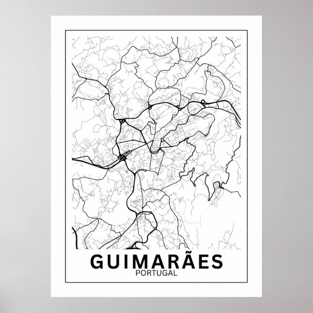 Mapa Da Cidade Guimarães Estilo Linha Clássico Poster (Framsidan)