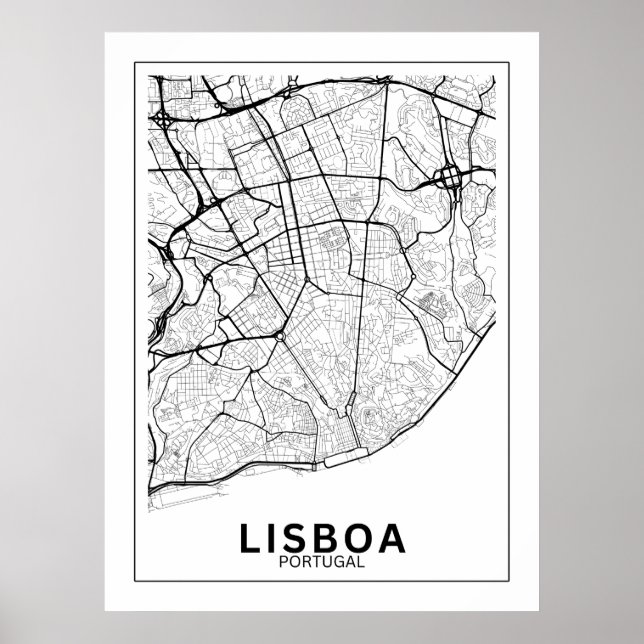 Mapa Da Cidade Lisboa Estilo Linhas Clássico Poster (Framsidan)