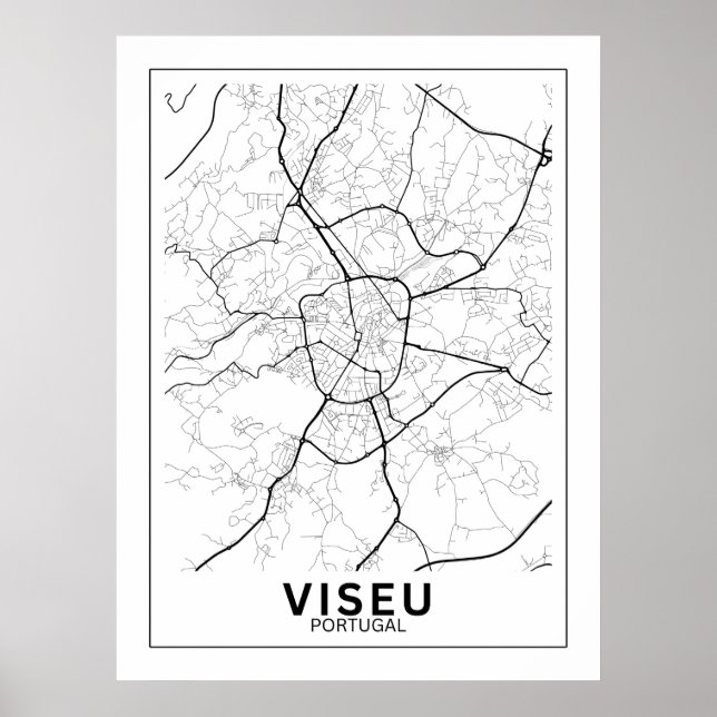  Mapa Da Cidade Viseu Estilo Linha Clássico Poster (Framsidan)