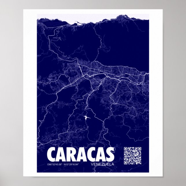 Mapa de Caracas - Venezuela Travel City Karta Poster (Framsidan)